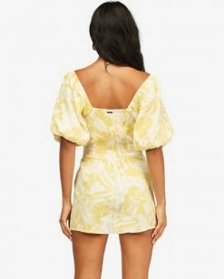 BILLABONG Hello Sun Mini Dress VINTAGE YELLOW 7 BILLABONG Hello Sun Mini Dress VINTAGE YELLOW -Women Clothing Shop abjwd00156 billabongw vyl bck1