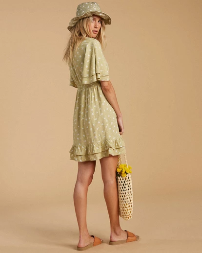 BILLABONG Salty Blonde In Bloom Dress MATCHA 4 BILLABONG Salty Blonde In Bloom Dress MATCHA - Image 4
