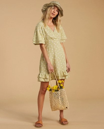 BILLABONG Salty Blonde In Bloom Dress MATCHA 2 BILLABONG Salty Blonde In Bloom Dress MATCHA - Image 2