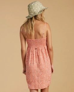 BILLABONG Salty Blonde Just Because Woven Mini Dress PEACH OUT -Women Clothing Shop abjwd00190 billabongw pou bck1