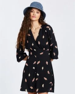 BILLABONG Love Potion Dress BLACK -Women Clothing Shop abjwd00196 billabongw blk frt2