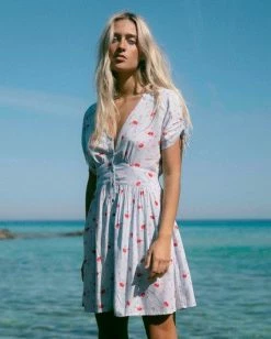 BILLABONG Twirl Twist V-Neck Mini Dress ICE BLUE