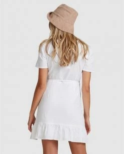BILLABONG Crosshatch Wrap Mini Dress WHITE -Women Clothing Shop abjwd00242 billabongwg wht bck1