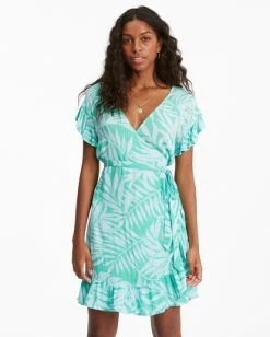 BILLABONG Wrap And Roll Woven Dress TROPICAL GREEN