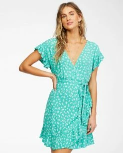 BILLABONG Wrap And Roll Woven Dress TROPICAL GREEN -Women Clothing Shop abjwd00247 billabongw gmh0 frt1