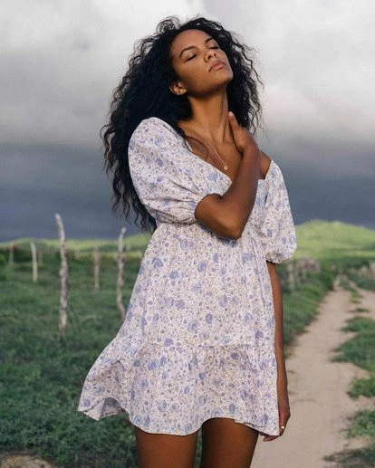 BILLABONG Be Mine Babydoll Dress SALT CRYSTAL 2 BILLABONG Be Mine Babydoll Dress SALT CRYSTAL - Image 2