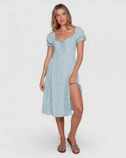 BILLABONG Seamist Midi Dress BLUE -Women Clothing Shop abjwd00274 billabongsg blu frt1