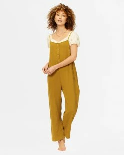 BILLABONG Throw And Go Relaxed Jumpsuit OLIVE MOSS