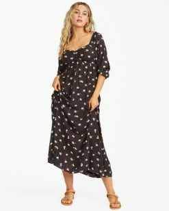BILLABONG Swept Away Midi Dress OFF BLACK