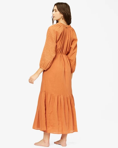 BILLABONG Crystal Cove Midi Shift Dress BRONZE 4 BILLABONG Crystal Cove Midi Shift Dress BRONZE - Image 4