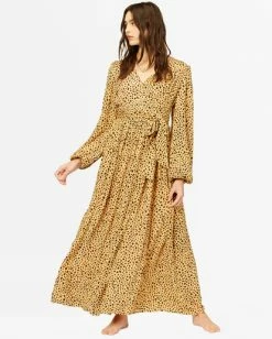 BILLABONG Nine Lives Wrap Maxi Dress BLACK -Women Clothing Shop abjwd00335 billabongw gdd frt1