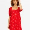 BILLABONG Bay Side Babydoll Dress RED VELVET