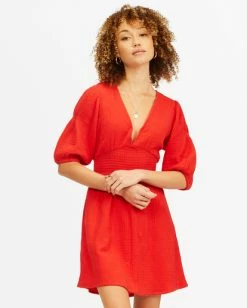 BILLABONG Spellbound Mini Dress RED VELVET