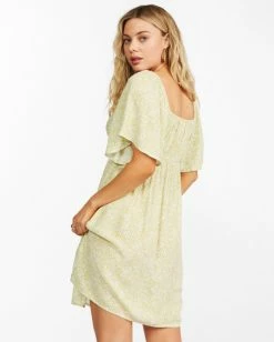 BILLABONG Secret Garden Babydoll Mini Dress LIME -Women Clothing Shop abjwd00361 billabongw lim bck1