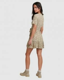 BILLABONG Little River Wrap Mini Dress OLIVE -Women Clothing Shop abjwd00380 billabongw olv bck1
