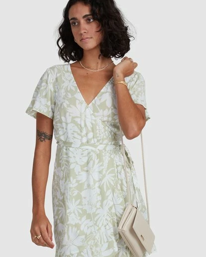 BILLABONG Honey Dew Wrap Dress HONEY DEW 5 BILLABONG Honey Dew Wrap Dress HONEY DEW - Image 5