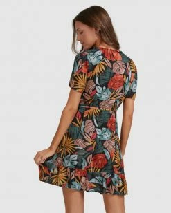 BILLABONG Sundaze Wrap Mini Dress BLACK -Women Clothing Shop abjwd00393 billabongw blk bck1