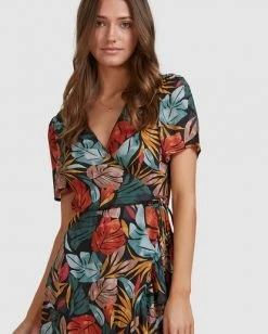 BILLABONG Sundaze Wrap Mini Dress BLACK -Women Clothing Shop abjwd00393 billabongw blk dtl1