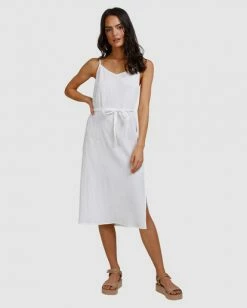 BILLABONG Tropic Sands Midi Dress WHITE -Women Clothing Shop abjwd00401 billabongw wht frt2
