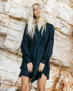 BILLABONG Blue Song Mini Dress OFF BLACK