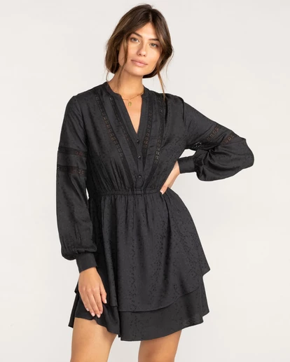 BILLABONG Blue Song Mini Dress OFF BLACK 4 BILLABONG Blue Song Mini Dress OFF BLACK - Image 4