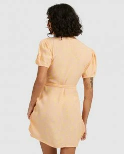 BILLABONG Hot Tropics Wrap Mini Dress MELON FADE -Women Clothing Shop abjwd00413 billabongw mfd bck1