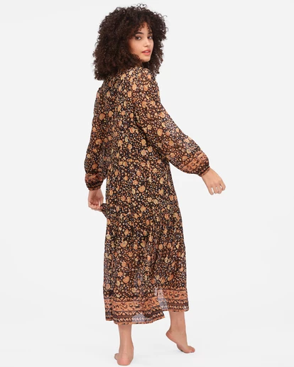 BILLABONG Storm Rider Shift Midi Dress OFF BLACK 4 BILLABONG Storm Rider Shift Midi Dress OFF BLACK - Image 4