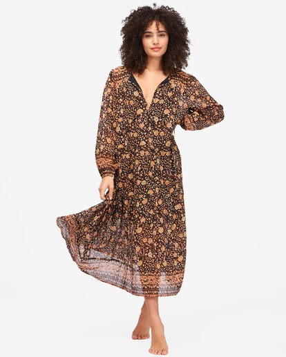 BILLABONG Storm Rider Shift Midi Dress OFF BLACK 2 BILLABONG Storm Rider Shift Midi Dress OFF BLACK - Image 2