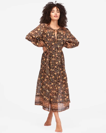 BILLABONG Storm Rider Shift Midi Dress OFF BLACK 5 BILLABONG Storm Rider Shift Midi Dress OFF BLACK - Image 5