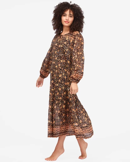 BILLABONG Storm Rider Shift Midi Dress OFF BLACK 3 BILLABONG Storm Rider Shift Midi Dress OFF BLACK - Image 3