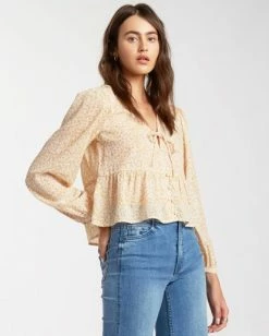 BILLABONG After Dark Long Sleeve Crop Top MIMOSA -Women Clothing Shop abjwt00156 billabongw mim sd1