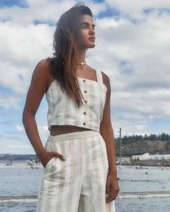 BILLABONG East Side Woven Crop Top CASHEW