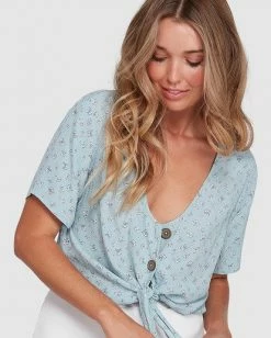 BILLABONG Sea Mist Top BLUE -Women Clothing Shop abjwt00209 billabongwg blu dtl1