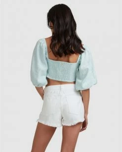 BILLABONG White Sand Top POWDER BLUE -Women Clothing Shop abjwt00211 billabongwg pow bck1