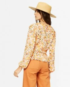 BILLABONG Catching Feelings V-Neck Long Sleeve Top MULTI -Women Clothing Shop abjwt00224 billabongw mul bck1