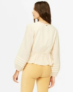 BILLABONG High Hopes Long Sleeve Top ANTIQUE WHITE -Women Clothing Shop abjwt00225 billabongw anw bck1