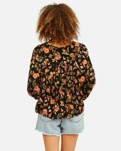 BILLABONG Desert Daze Peasant Top BLACK 1 -Women Clothing Shop abjwt00226 billabongw bk1 bck1