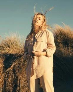 BILLABONG So Stoked Cord Long Sleeve Top ANTIQUE WHITE