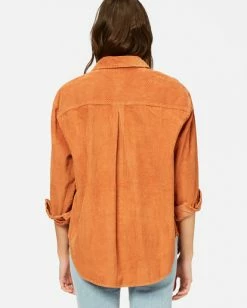 BILLABONG So Stoked Cord Long Sleeve Top ANTIQUE WHITE -Women Clothing Shop abjwt00232 billabongw tof bck1