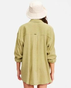 BILLABONG In The Tide Striped Button-Down Shirt SALT CRYSTAL 11 BILLABONG In The Tide Striped Button-Down Shirt SALT CRYSTAL -Women Clothing Shop abjwt00248 billabongw avo bck1