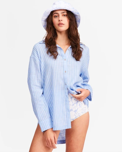BILLABONG Good To Go Button-Down Top. SWEET BLUE 1 BILLABONG Good To Go Button-Down Top. SWEET BLUE