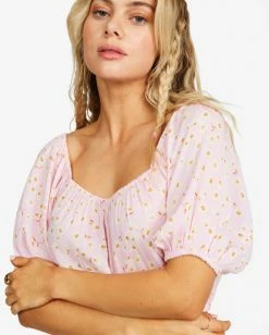 BILLABONG Sun City Off-The-Shoulder Crop Top PINK LADY -Women Clothing Shop abjwt00252 billabongw mee0 dtl2