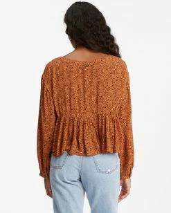 BILLABONG Easy Street Long Sleeve Blouse TOFFEE 6 BILLABONG Easy Street Long Sleeve Blouse TOFFEE -Women Clothing Shop abjwt00255 billabongw tof bck1