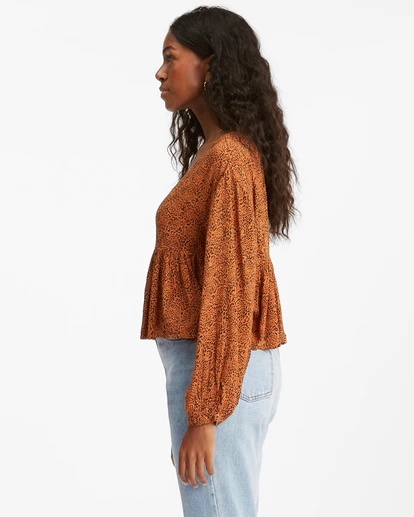 BILLABONG Easy Street Long Sleeve Blouse TOFFEE 2 BILLABONG Easy Street Long Sleeve Blouse TOFFEE - Image 2