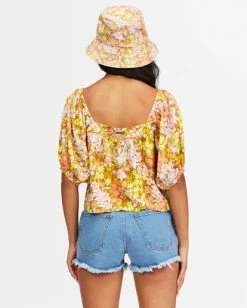BILLABONG Beach Daze Puff Sleeve Crop Top MOSS 6 BILLABONG Beach Daze Puff Sleeve Crop Top MOSS -Women Clothing Shop abjwt00258 billabongw mos bck1