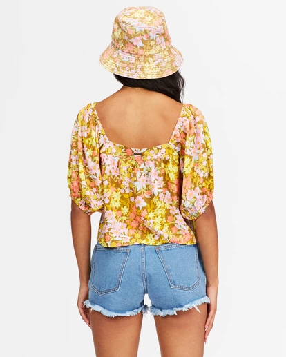BILLABONG Beach Daze Puff Sleeve Crop Top MOSS 3 BILLABONG Beach Daze Puff Sleeve Crop Top MOSS - Image 3