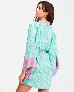 BILLABONG Loveland Kimono Beach Cover-Up TROPICAL GREEN -Women Clothing Shop abjwt00269 billabongw gmc0 bck1