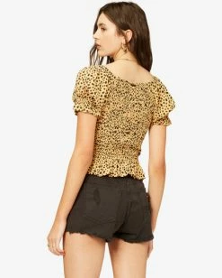 BILLABONG Sweet Talker Smocked Top GOLD DUST 5 BILLABONG Sweet Talker Smocked Top GOLD DUST -Women Clothing Shop abjwt00271 billabongw gdd bck1