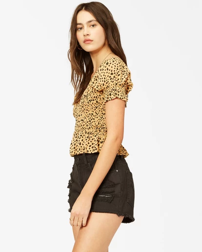 BILLABONG Sweet Talker Smocked Top GOLD DUST 2 BILLABONG Sweet Talker Smocked Top GOLD DUST - Image 2