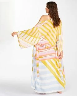 BILLABONG Head Over Heels Kimono Beach Cover-Up WHITE/MULTI -Women Clothing Shop abjx600149 billabongw wmu bck1